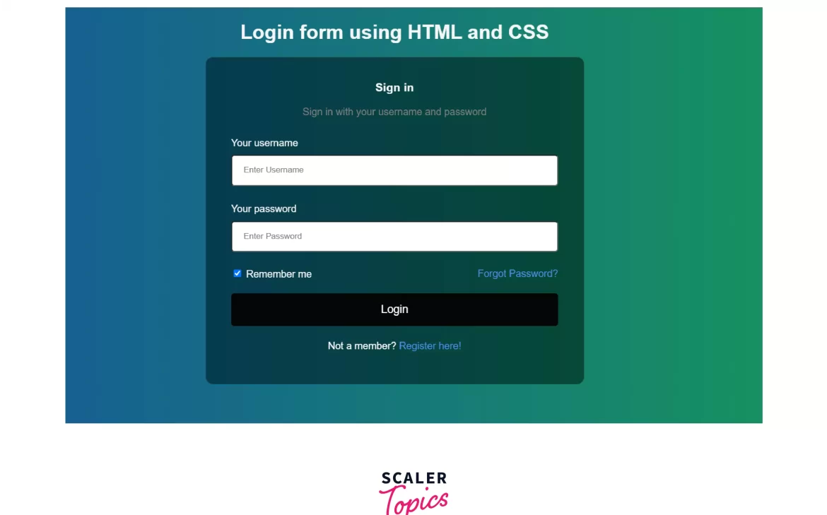 How to design login page in html