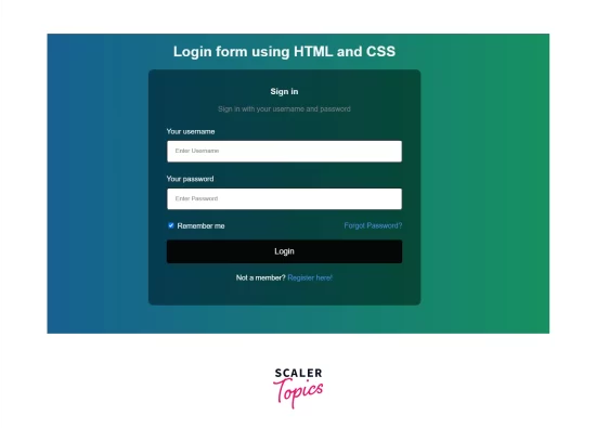 How to design login page in html